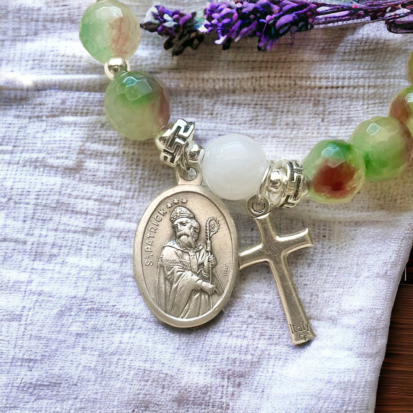 Saint Patrick and Saint Brigid of Ireland Rosary Bracelet