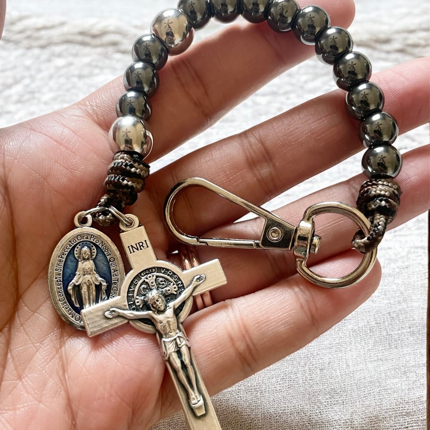 Miraculous Medal x Saint Benedict Keychain Rosary