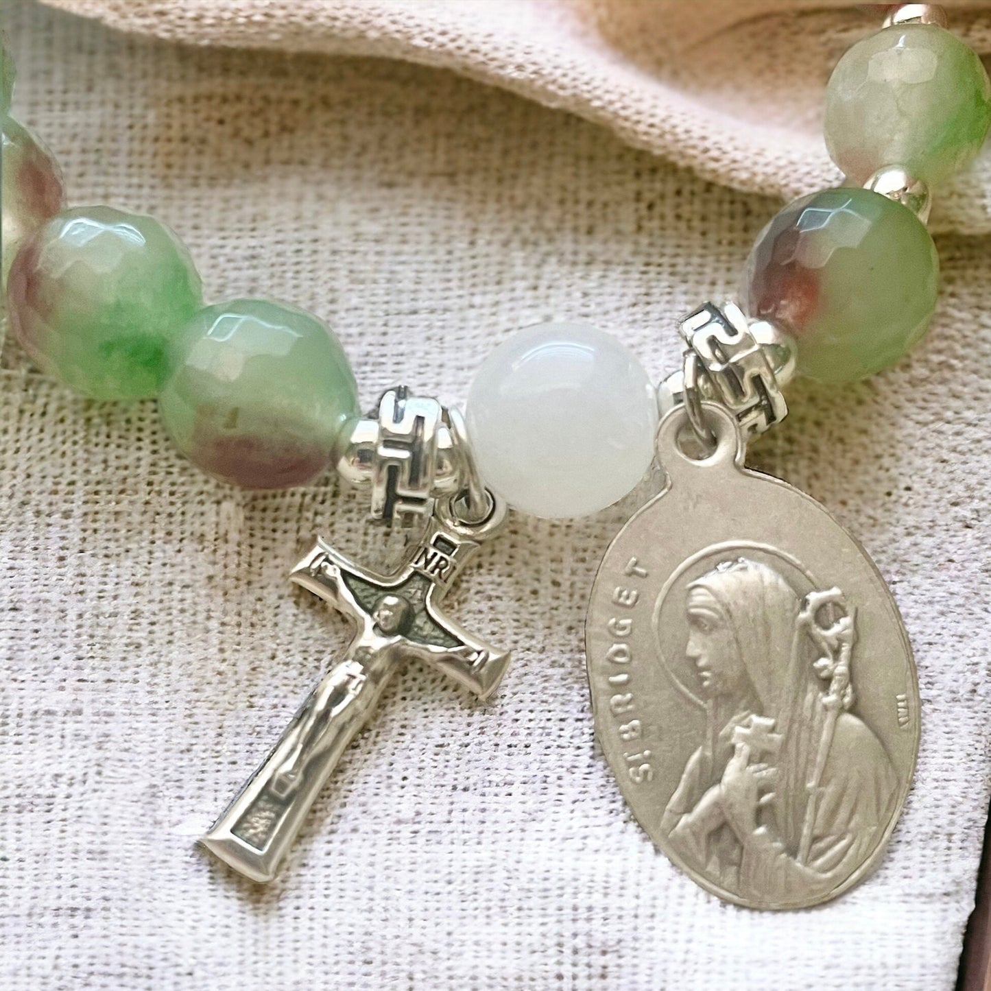 Saint Patrick and Saint Brigid of Ireland Rosary Bracelet