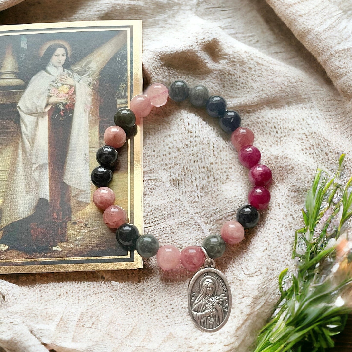 Saint Therese Medal Bracelet with Prayer Card