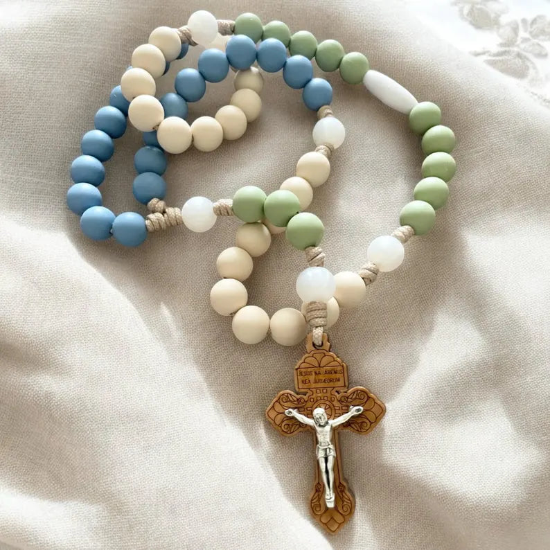 Silicone Rosary with Wooden Pardon Crucifix