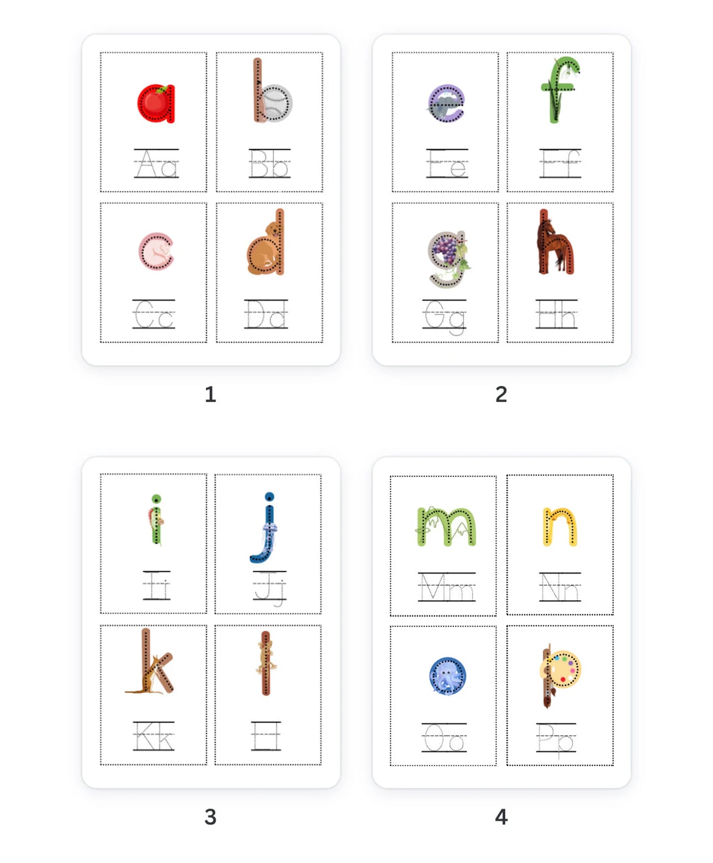 Embedded Mnemonics Alphabet A through Z with pictures of most common sounds and short vowels