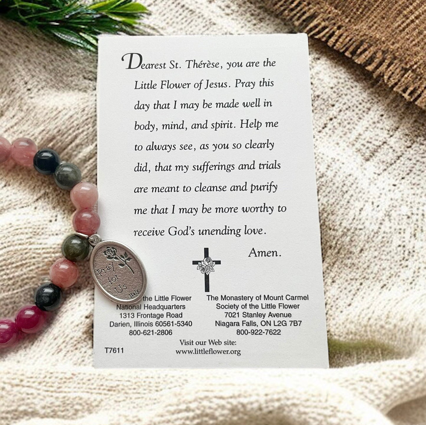 Saint Therese Medal Bracelet with Prayer Card