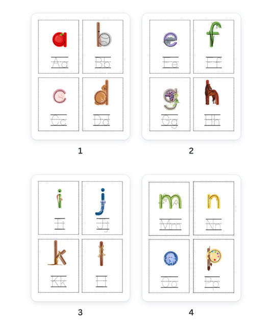 Embedded Mnemonics Alphabet A through Z with pictures of most common sounds and short vowels