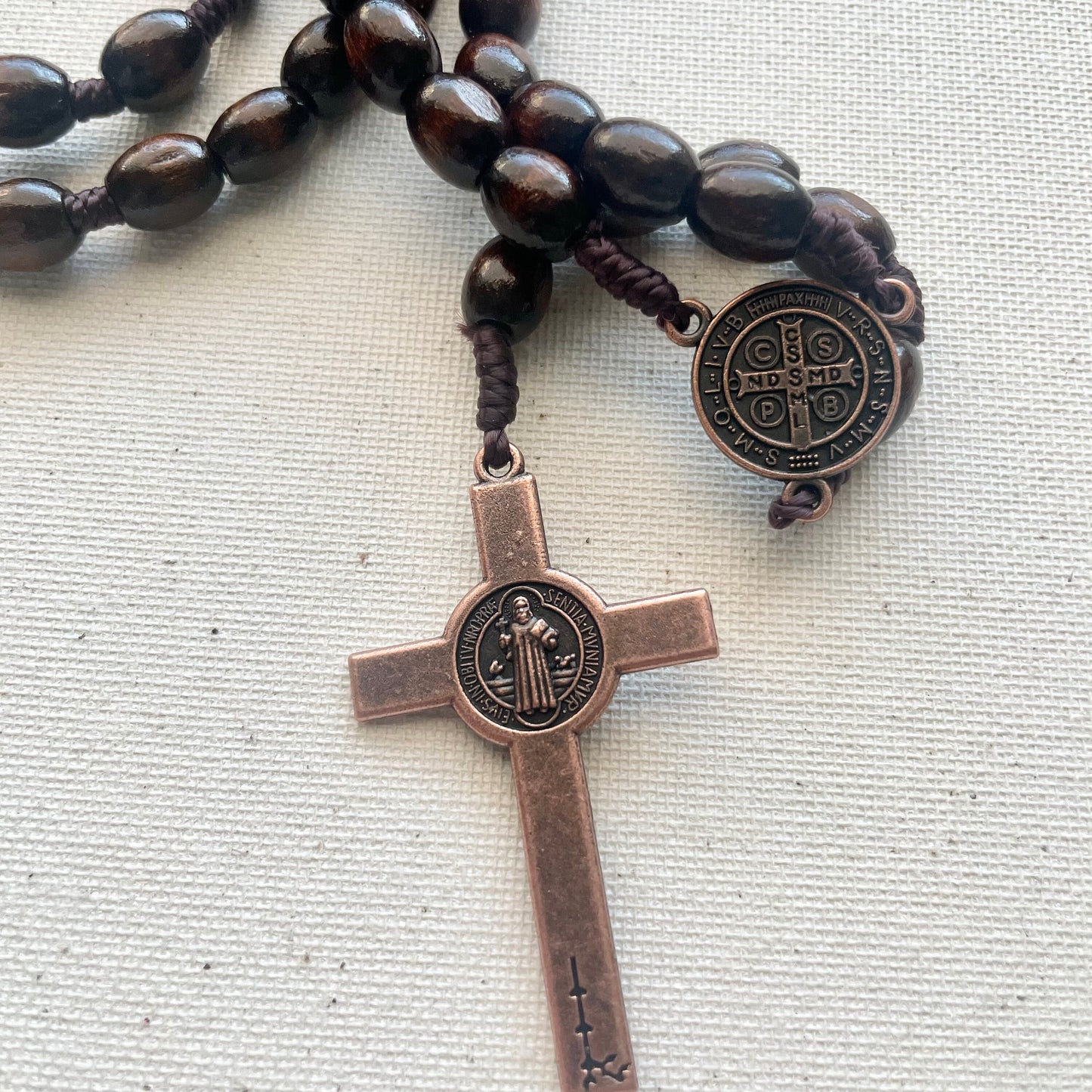 Wooden Saint Benedict Rosary