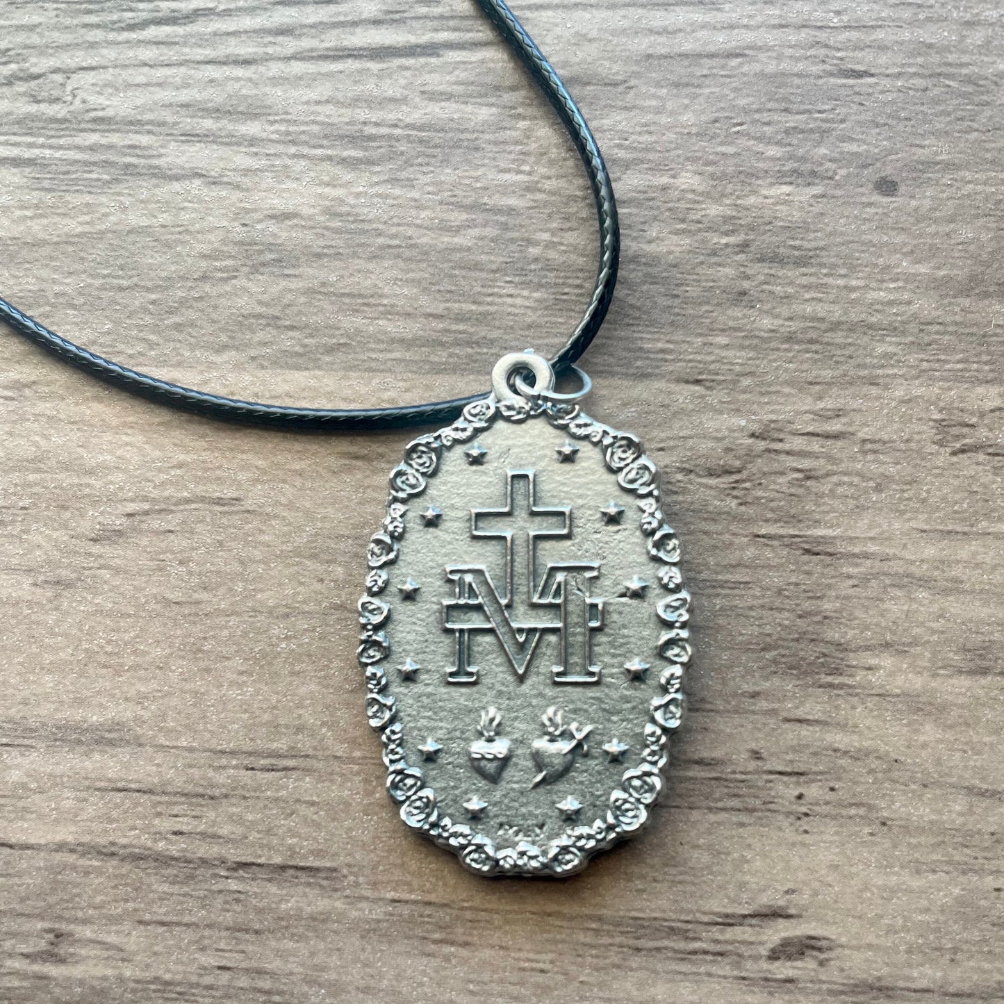 Medal on Leather Cord Necklace - Various Saints