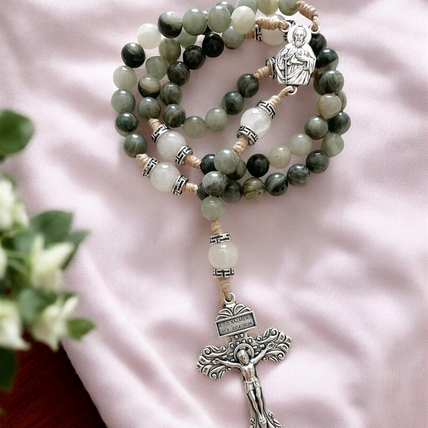 Saint Jude Rosary - Silver Finish